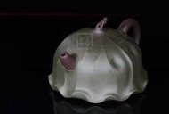 《荷葉》宜興名家紫砂壺工藝美術師手工民國綠，紫泥功夫茶具茶壺家用