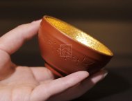 《紫砂鎏金杯》宜興紫砂壺實力派名家純手工泡茶壺茶具紫砂/鎏金
