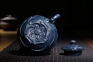 《風卷葵套具》宜興純工藝美術(shù)師全手工紫砂壺天青泥壺茶壺風卷葵茶具