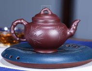 《竹春壺》報春茶具茶壺宜興手工紫砂壺紫茄泥