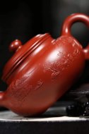 《泥繪仿古》宜興紫砂壺工藝美術師手工大紅袍仿古茶壺具